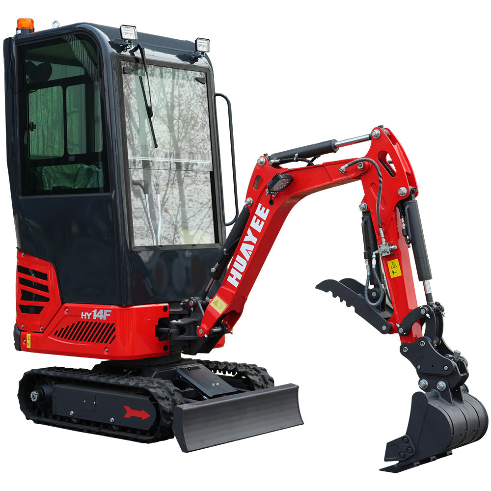 HUAYEE HY14F | Mini Excavator with Pilot Controls & Cab | 13.5 hp B&S Engine