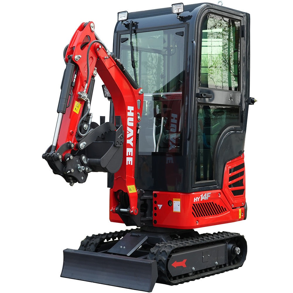 HUAYEE HY14F | Mini Excavator with Pilot Controls & Cab | 13.5 hp B&S Engine