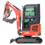 HUAYEE HY20C | 2 Ton Pro Mini Excavator with 16HP Kubota Engine & Enclosed Cab