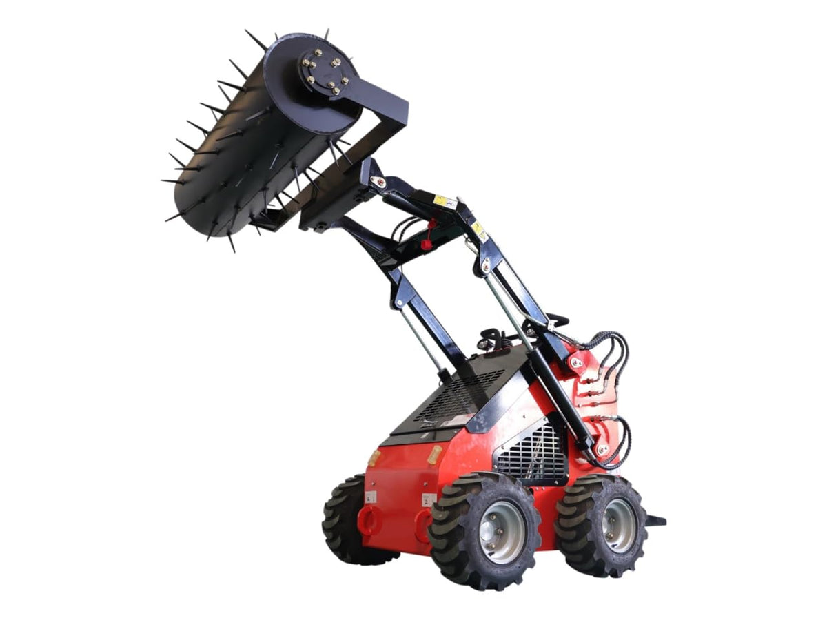 TYPHON STOMP Mini Skid Steer Loader – 1800lbs Skid Steer with Lawn Scarifier Attachment – Compact Skid-steer Machine