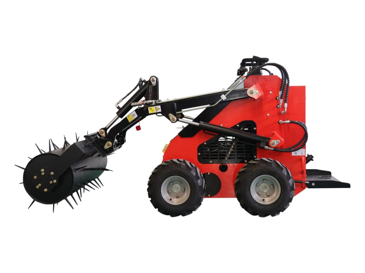 TYPHON STOMP Mini Skid Steer Loader – 1800lbs Skid Steer with Lawn Scarifier Attachment – Compact Skid-steer Machine