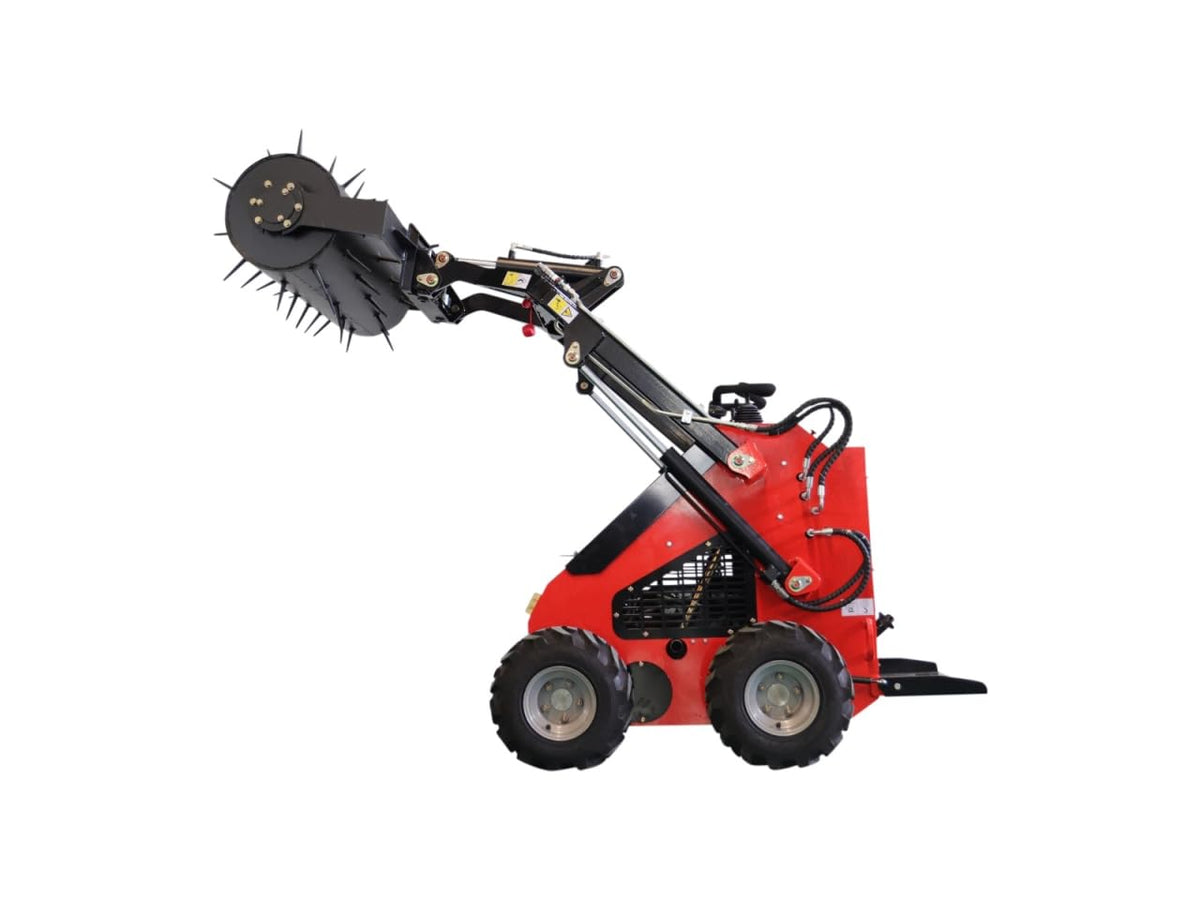 TYPHON STOMP Mini Skid Steer Loader – 1800lbs Skid Steer with Lawn Scarifier Attachment – Compact Skid-steer Machine