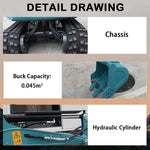 DigSwift Heavy-Duty 2.2 Ton Mini Excavator, With 16.5 HP Diesel KubotaEngine, Pilot Controls Track Extension Side Swing Boom Trench Digger for for Construction, US In Stock