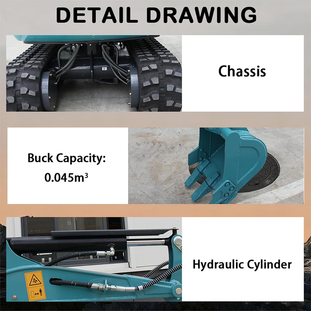 DigSwift Heavy-Duty 2.2 Ton Mini Excavator, With 16.5 HP Diesel KubotaEngine, Pilot Controls Track Extension Side Swing Boom Trench Digger for for Construction, US In Stock