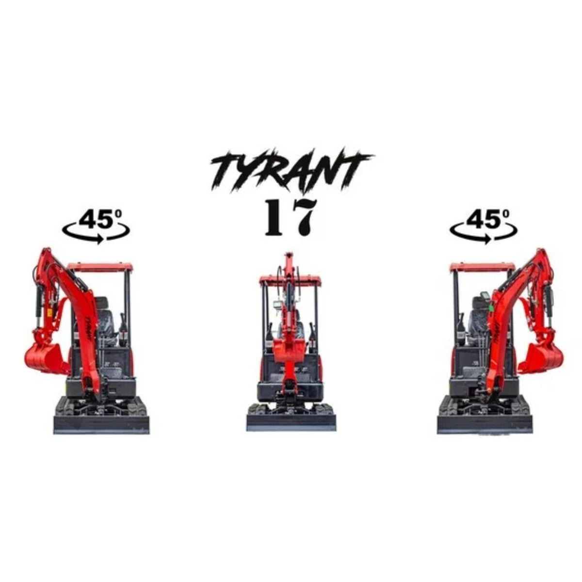 TYPHON Tyrant 17 Mini Excavator, 3800 lbs | D902 Diesel Engine EPA, Zero Tail Swing | 12 Attachments, 2000mm Dig Depth