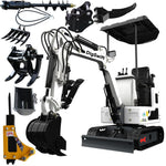 DS-15WPRO, New 1.2 Ton Crawler B&S Gasoline 90% Pre-Assembled Mini Excavator, with Quick Coupler, Ripper, Rake, Toothless Bucket, Grapple, Auger, Hydraulic Hammer Breaker Kit, Work for Any Occasions