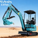 DigSwift Heavy-Duty 2.2 Ton Mini Excavator, With 16.5 HP Diesel KubotaEngine, Pilot Controls Track Extension Side Swing Boom Trench Digger for for Construction, US In Stock