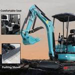 DigSwift Heavy-Duty 2.2 Ton Mini Excavator, With 16.5 HP Diesel KubotaEngine, Pilot Controls Track Extension Side Swing Boom Trench Digger for for Construction, US In Stock
