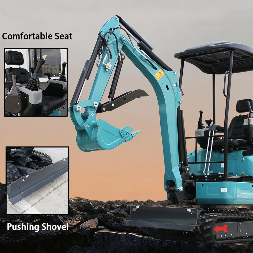DigSwift Heavy-Duty 2.2 Ton Mini Excavator, With 16.5 HP Diesel KubotaEngine, Pilot Controls Track Extension Side Swing Boom Trench Digger for for Construction, US In Stock