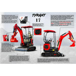 TYPHON Tyrant 17 Mini Excavator, 3800 lbs | D902 Diesel Engine EPA, Zero Tail Swing | 12 Attachments, 2000mm Dig Depth