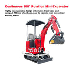 TYPHON Terror ONE Storm 1 Ton Mini Excavator Trench Digger with Canopy, Hydraulic Oil Cooler, 13.5hp B&S Engine, Wide 380mm Bucket & Hydraulic Thumb Clip for Farms, Gardens & Construction