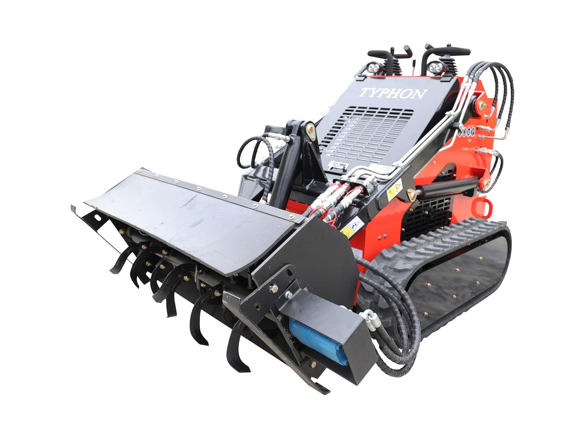 TYPHON STOMP Mini Skid Steer – 1800lbs Skid Steer with Rotary Plow Tiller Attachment – Compact Skid-steer Loader Machine
