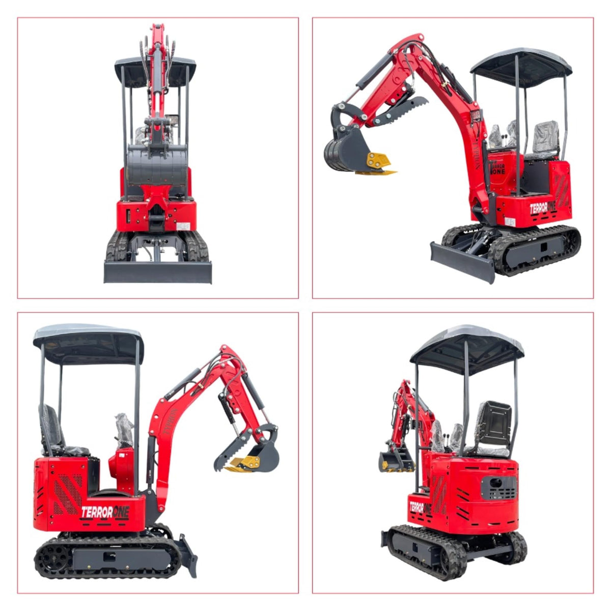 TYPHON Terror ONE Storm 1 Ton Mini Excavator Trench Digger with Canopy, Hydraulic Oil Cooler, 13.5hp B&S Engine, Wide 380mm Bucket & Hydraulic Thumb Clip for Farms, Gardens & Construction