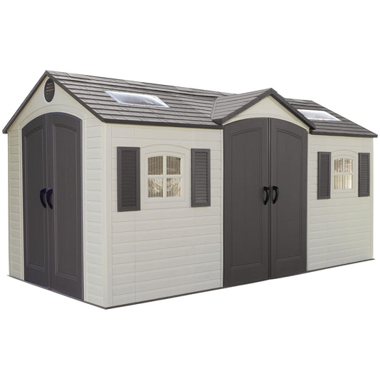 Lifetime 15×8 Ft Dual‑Entry Outdoor Storage Shed