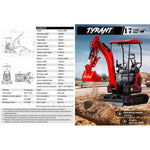 TYPHON Tyrant 17 Mini Excavator, 3800 lbs | D902 Diesel Engine EPA, Zero Tail Swing | 12 Attachments, 2000mm Dig Depth