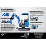 TYPHON Terror XIX Storm Mini Excavator, 4000lbs Trench Digger with Boom Swing, Canopy, Retractable Tracks