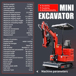 ATTA16 1.4 Ton Mini Excavator, KubotaDiesel Engine 13.5HP with Pilot System & Loader, EPA Certified Compact Digger for Garden, Pool, Trenching, 12 Months Parts Warranty (R2)