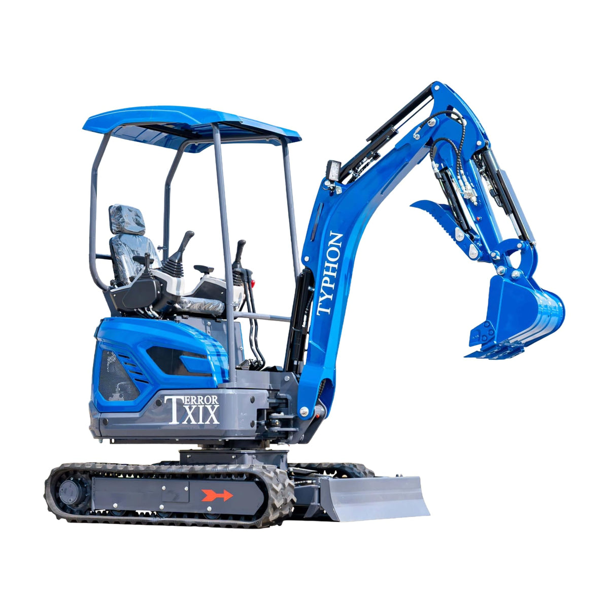 TYPHON Terror XIX Storm Mini Excavator, 4000lbs Trench Digger with Boom Swing, Canopy, Retractable Tracks