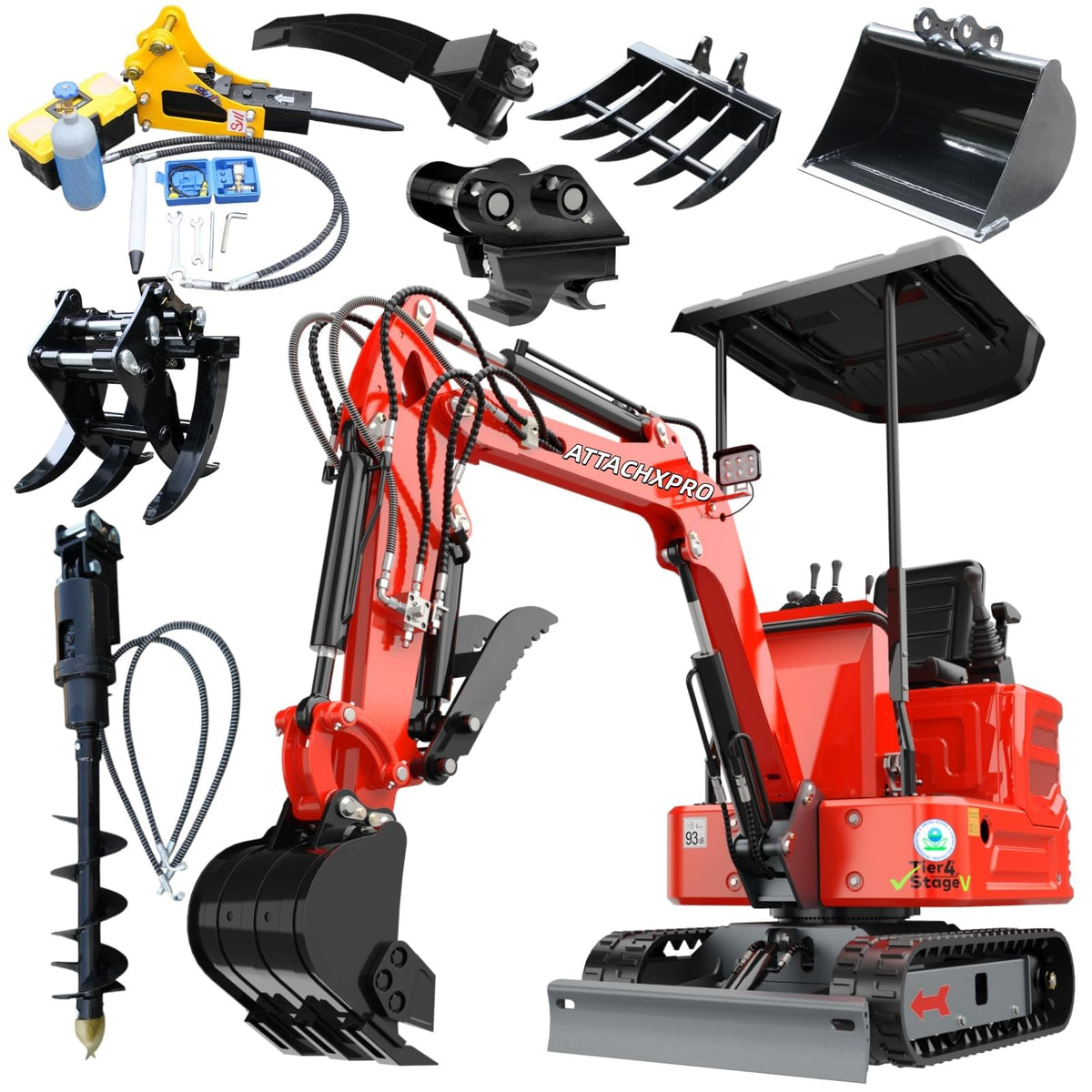 ATTA16 1.4 Ton Mini Excavator, KubotaDiesel Engine 13.5HP with Pilot System & Loader, EPA Certified Compact Digger for Garden, Pool, Trenching, 12 Months Parts Warranty (R2)