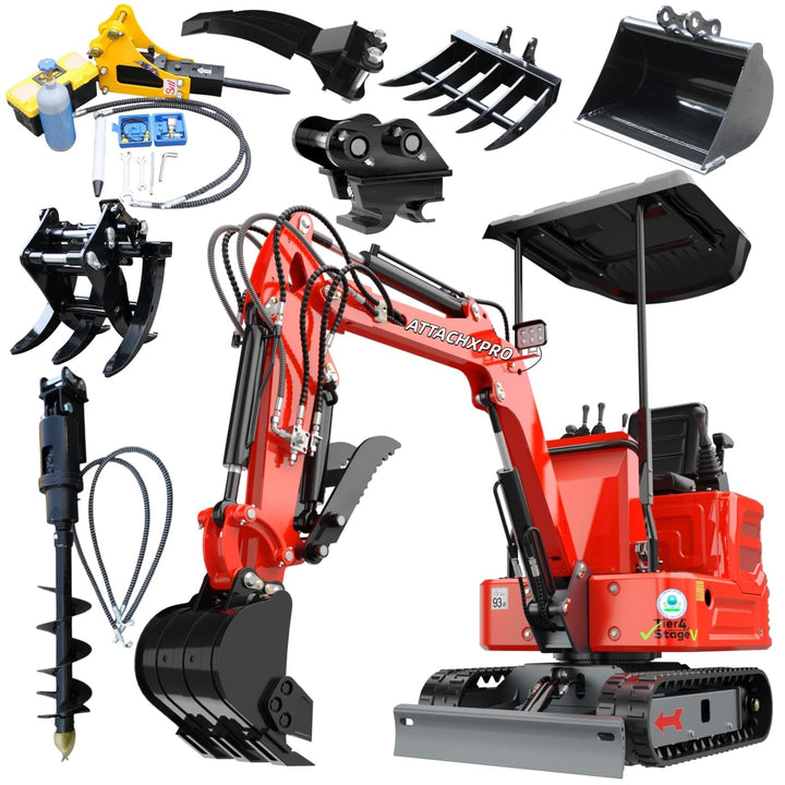 ATTA16 1.4 Ton Mini Excavator, KubotaDiesel Engine 13.5HP with Pilot System & Loader, EPA Certified Compact Digger for Garden, Pool, Trenching, 12 Months Parts Warranty (R2)