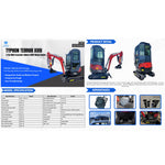 2 Ton TERROR XVIII Heater Aircon Cabin Mini Excavator, EPA certified USA KUBOTA D902 Diesel Machine for Garden, Farms, Parks, Roads – Ideal for Digging, Drilling, Bull-Dozing