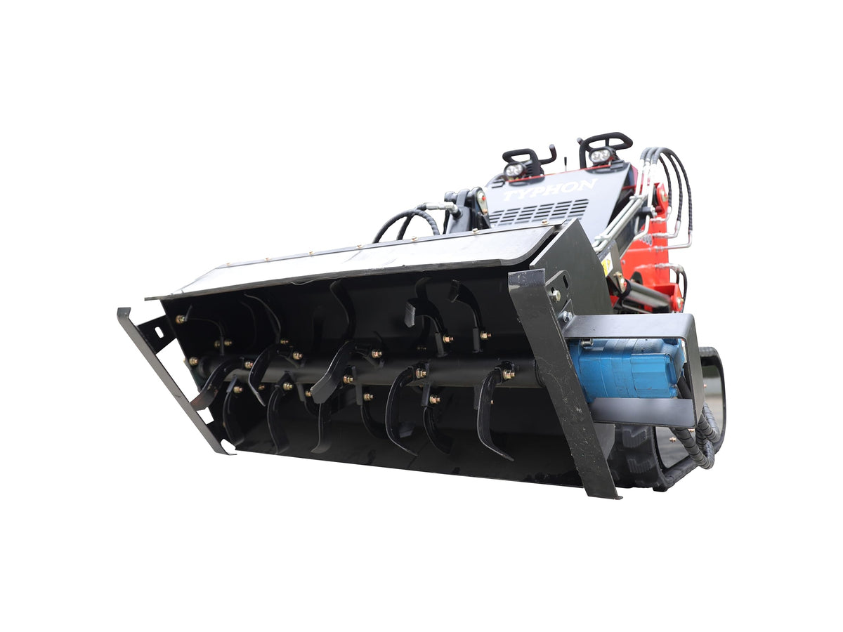 TYPHON STOMP Mini Skid Steer – 1800lbs Skid Steer with Rotary Plow Tiller Attachment – Compact Skid-steer Loader Machine