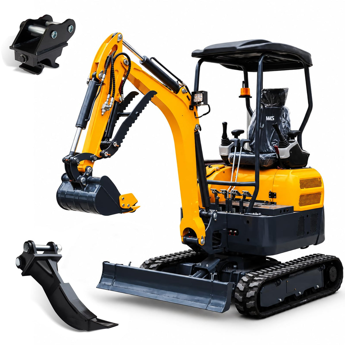 MMS20P 2 Ton Mini Excavator 18 HP Kubota Diesel Engine with Side Swing, Hydraulic Thumb, Quick Coupler & Ripper, Digger Machine for Landscaping Garden Tight Spaces Construction, Unloading Included