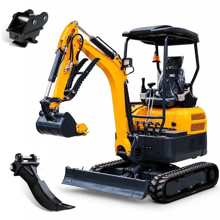 MMS20P 2 Ton Mini Excavator 18 HP Kubota Diesel Engine with Side Swing, Hydraulic Thumb, Quick Coupler & Ripper, Digger Machine for Landscaping Garden Tight Spaces Construction, Unloading Included