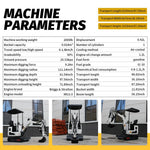 DS-15WPRO, New 1.2 Ton Crawler B&S Gasoline 90% Pre-Assembled Mini Excavator, with Quick Coupler, Ripper, Rake, Toothless Bucket, Grapple, Auger, Hydraulic Hammer Breaker Kit, Work for Any Occasions