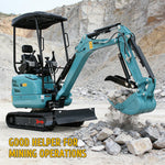 DigSwift Heavy-Duty 2.2 Ton Mini Excavator, With 16.5 HP Diesel KubotaEngine, Pilot Controls Track Extension Side Swing Boom Trench Digger for for Construction, US In Stock