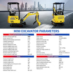 ATT327,1.8 Ton Mini Excavator 14HP KubotaDiesel, w/Pilot Controls Crawler Extension & Side Swing Boom, Includes Hydraulic Thumb Clamp, w/12 Months Parts Replacement Delivery & Unloading Services