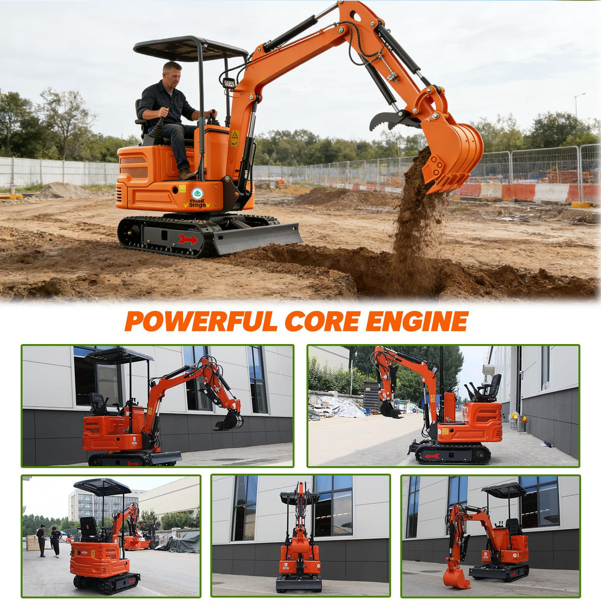 DS-15PRO, 1.2 Ton New 90% Pre-Assembled Mini Excavator, w/Pilot Control System, B&S Gasoline, Hydraulic Thumb Clamp, Bucket, Enjoy DIY, w/ 12 Months Parts Replacement, delivery & unloading Services