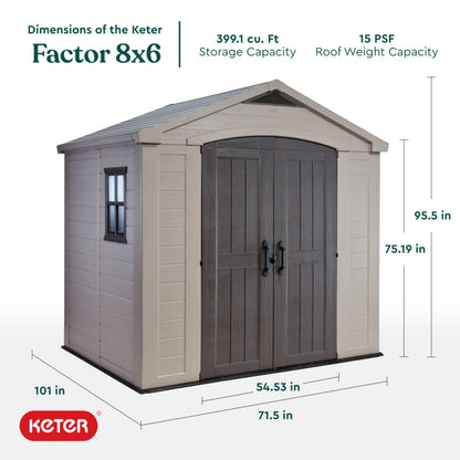 Keter Factor (8x6 ft) Large Resin Outdoor Storage Shed