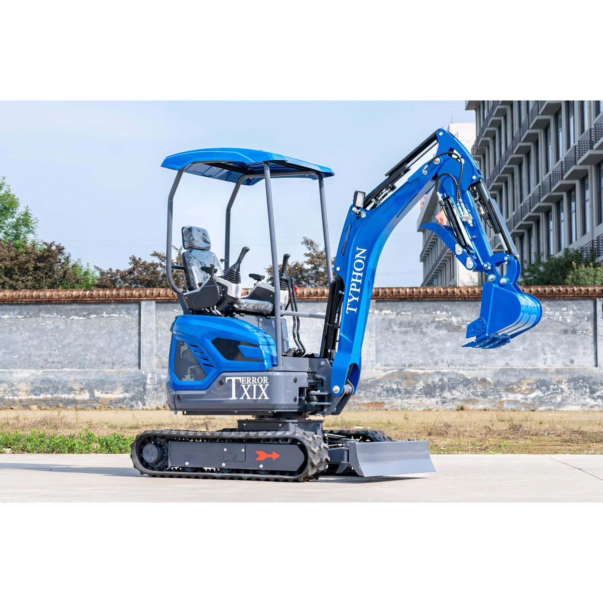 TYPHON Terror XIX Storm Mini Excavator, 4000lbs Trench Digger with Boom Swing, Canopy, Retractable Tracks