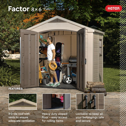 Keter Factor (8x6 ft) Large Resin Outdoor Storage Shed