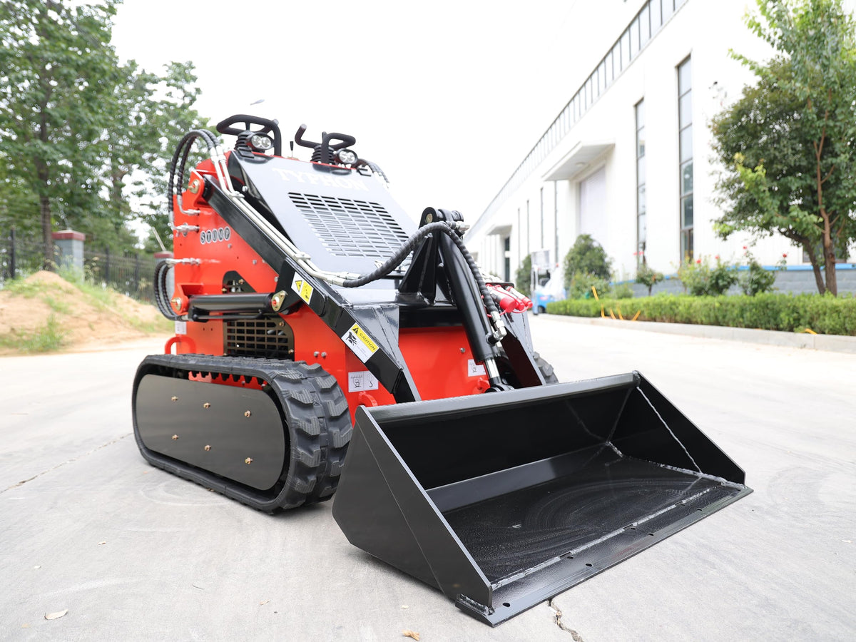 TYPHON STOMP Mini Skid Steer Loader – 1800lbs Skid Steer with Lawn Scarifier Attachment – Compact Skid-steer Machine