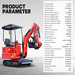 Machpro 1.4 Ton Mini Excavator with Kubota-Diesel Engine and Side Swing Boom, Compact Crawler Excavator for Trenching, Landscaping and Construction, Include Delivery & Unloading（90% pre-assembled）