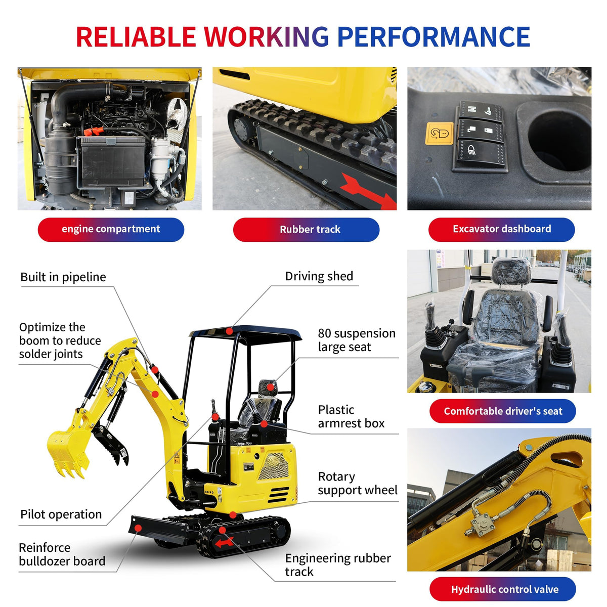 ATT327,1.8 Ton Mini Excavator 14HP KubotaDiesel, w/Pilot Controls Crawler Extension & Side Swing Boom, Includes Hydraulic Thumb Clamp, w/12 Months Parts Replacement Delivery & Unloading Services