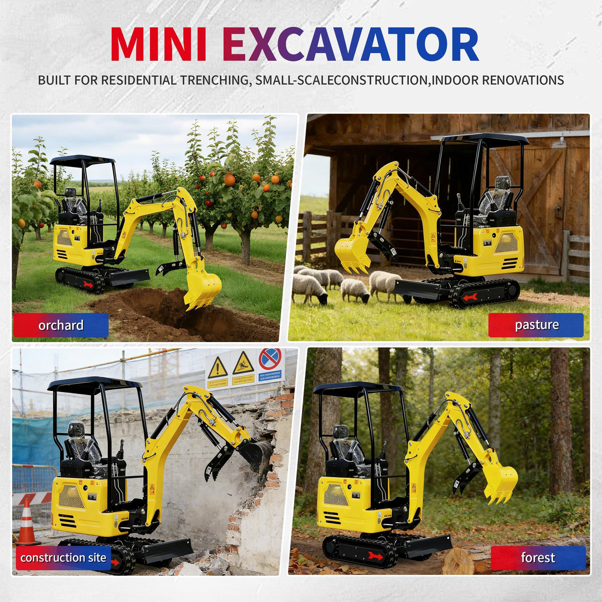 ATT327,1.8 Ton Mini Excavator 14HP KubotaDiesel, w/Pilot Controls Crawler Extension & Side Swing Boom, Includes Hydraulic Thumb Clamp, w/12 Months Parts Replacement Delivery & Unloading Services