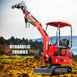 HUAYEE HY14C | Mini Excavator with Hydraulic Thumb & Side Swing Boom - 13.5hp B&S Engine