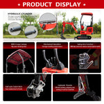 HUAYEE HY14C | Mini Excavator with Hydraulic Thumb & Side Swing Boom - 13.5hp B&S Engine